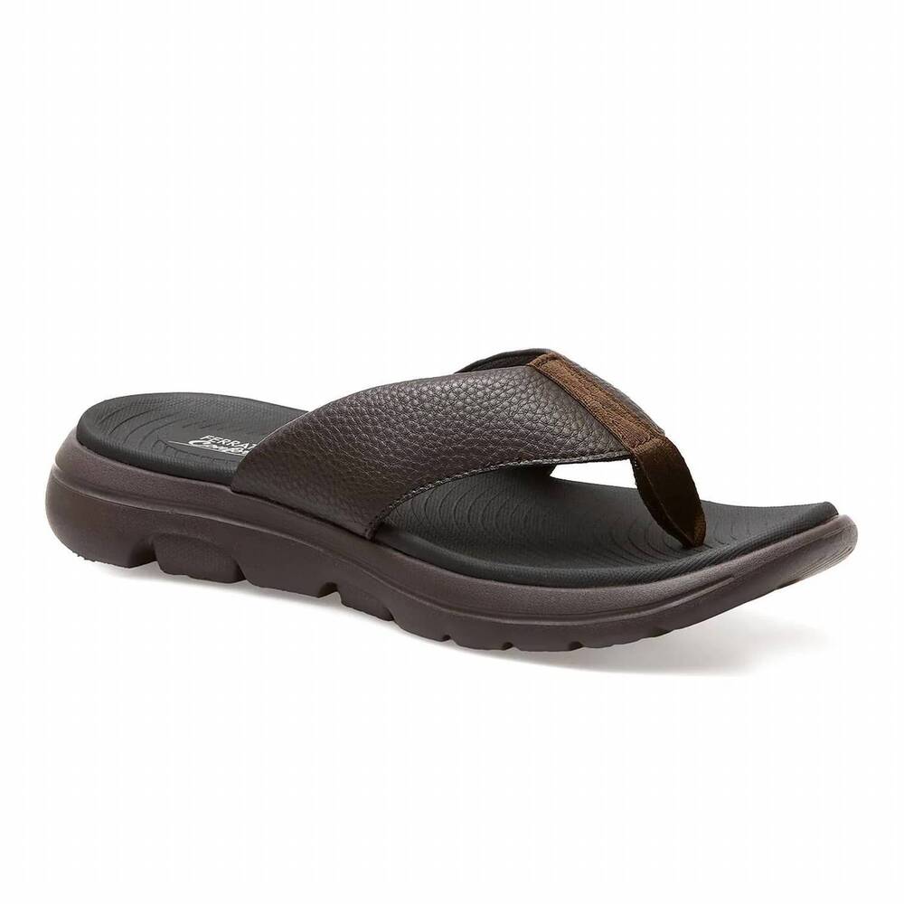NEW FERRATO men's thong flip flop in dark brown